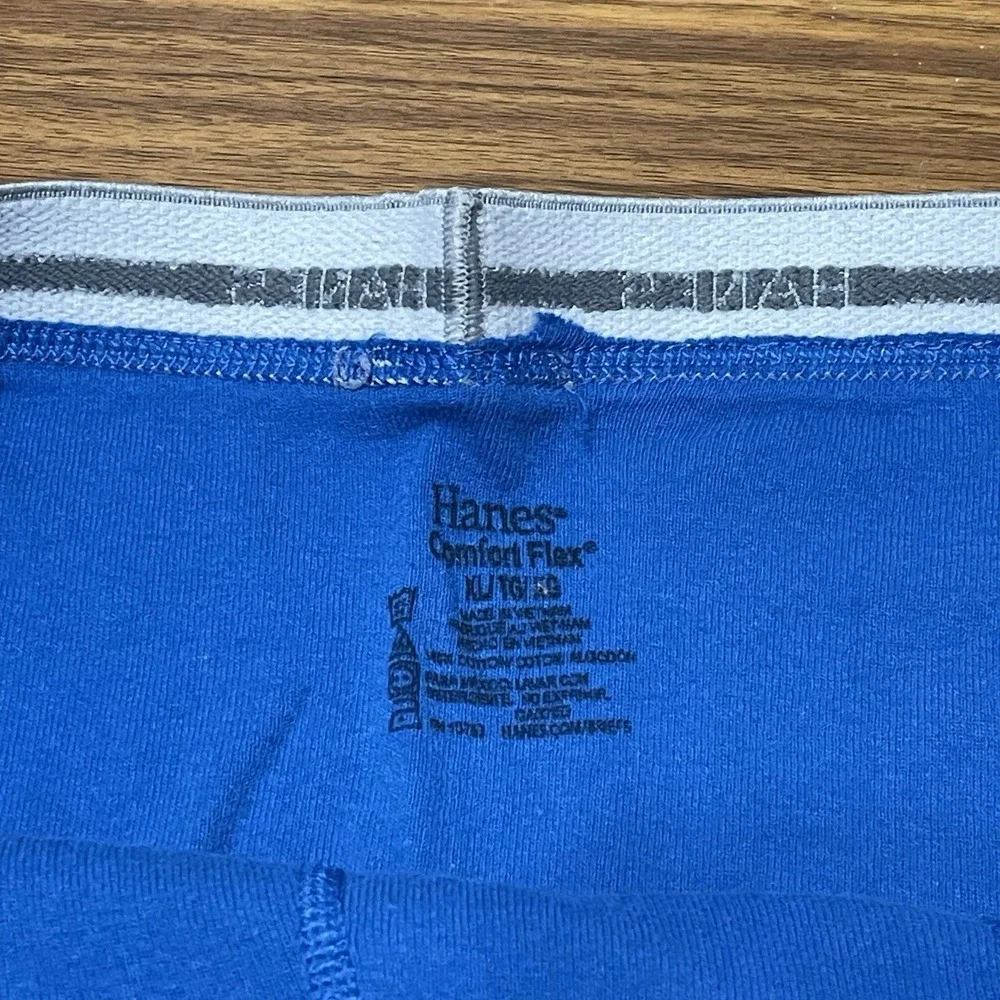 VTG Hanes Boxer Brief‎ Comfort Flex Size Large Waist Gray Band Light Blue